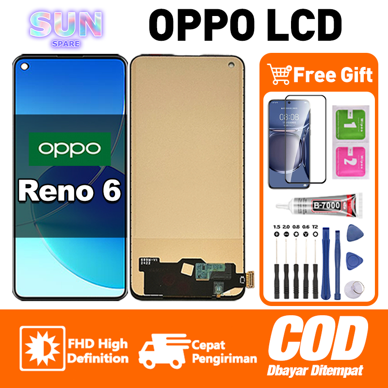 LCD OPPO Reno 6 4G 5G Original FREE GIFT Asli Ori hp Touchscreen FHD Definition Kualitas Terbaik COD