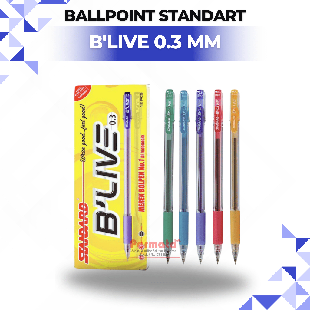 

Pulpen STANDARD BLIVE 0.3 MM Tinta Warna Hitam Halus Untuk Menulis