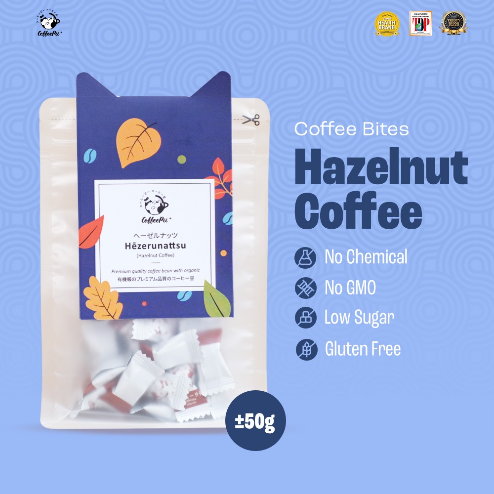 

Coffeepii Indonesia - Hazelnut Coffee - Coffee Bites | Coffee Treats | Snack Sehat Low Sugar | Snack Import Jepang - Compact Size (±50 pcs)