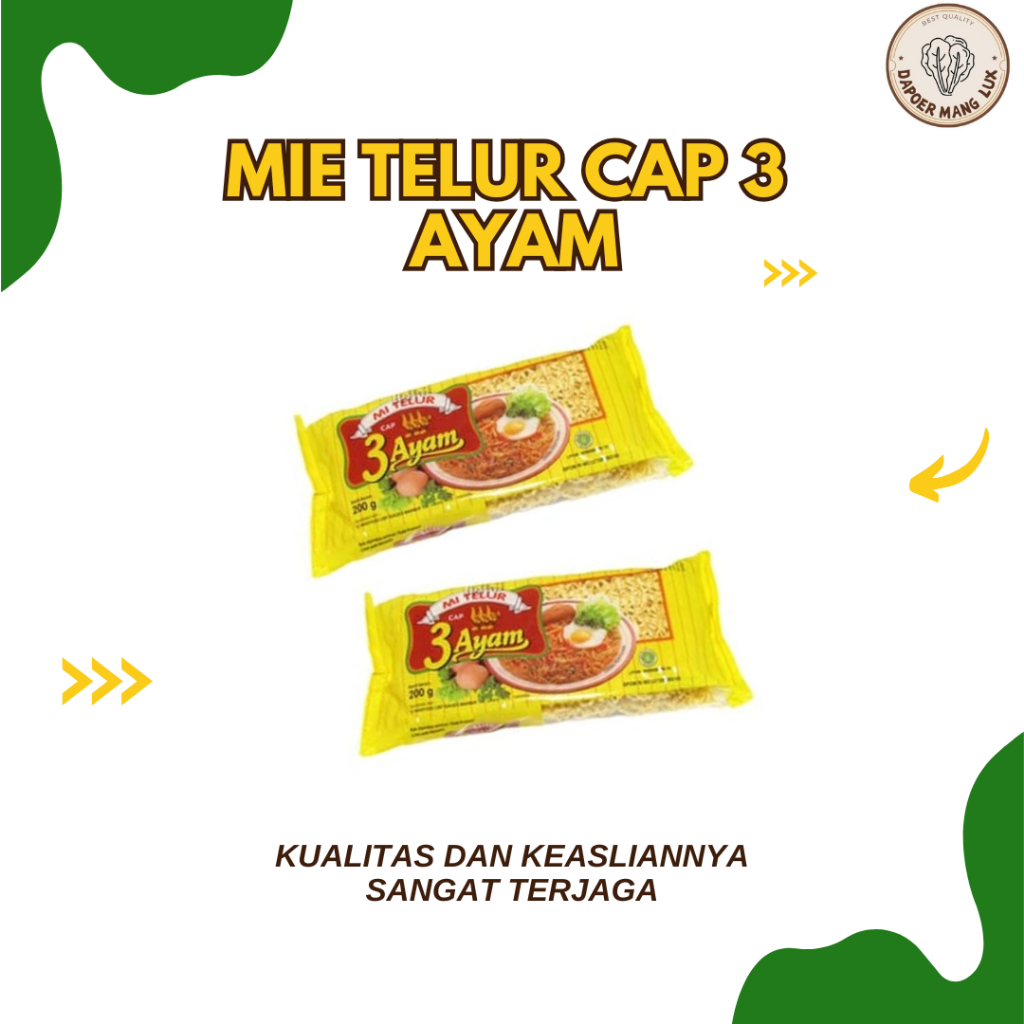 

MIE TELUR CAP 3 AYAM 1 BKS BEST QUALITY