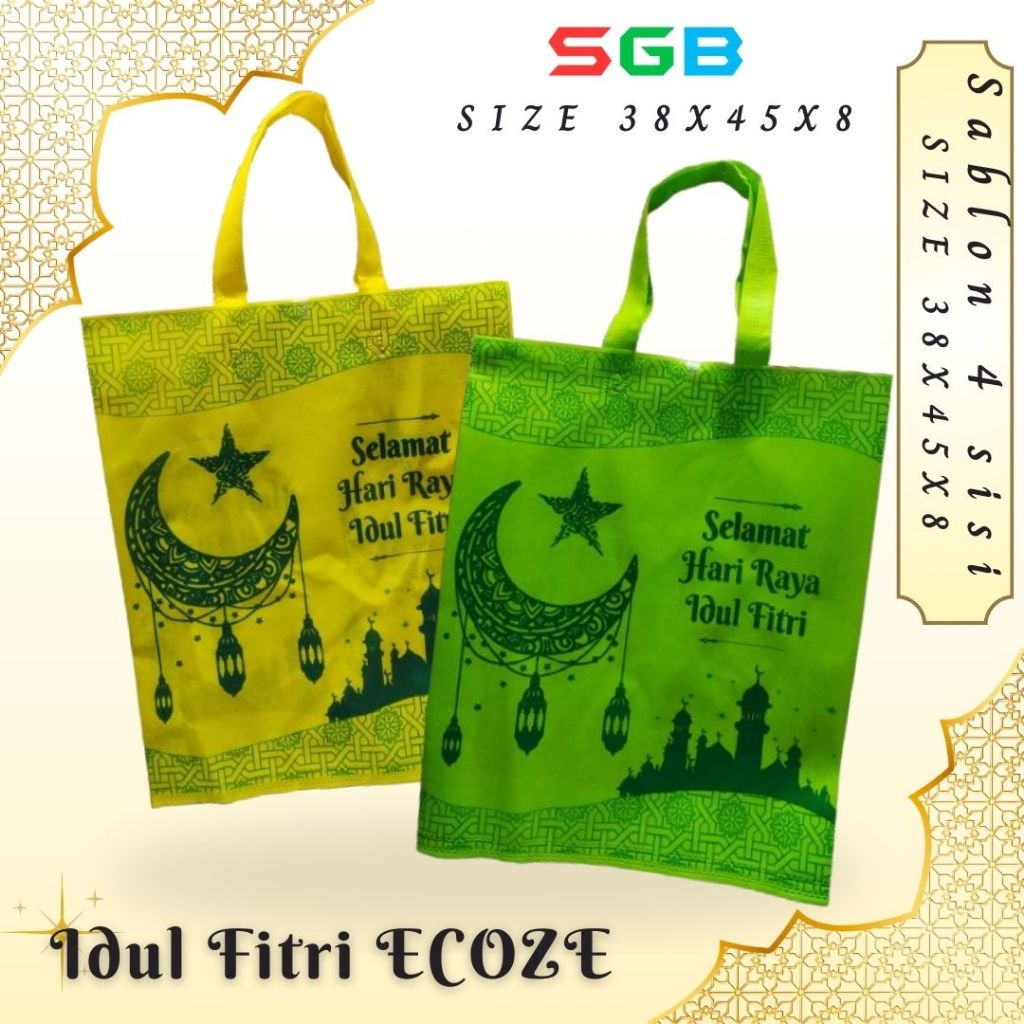 

1 LUSIN ( 12 pc ) Tas Spunbond Lebaran ver 2025 ECOZEE/WILCO 38x45x8 4 SISI idul fitri - Spunbond Idul fitri