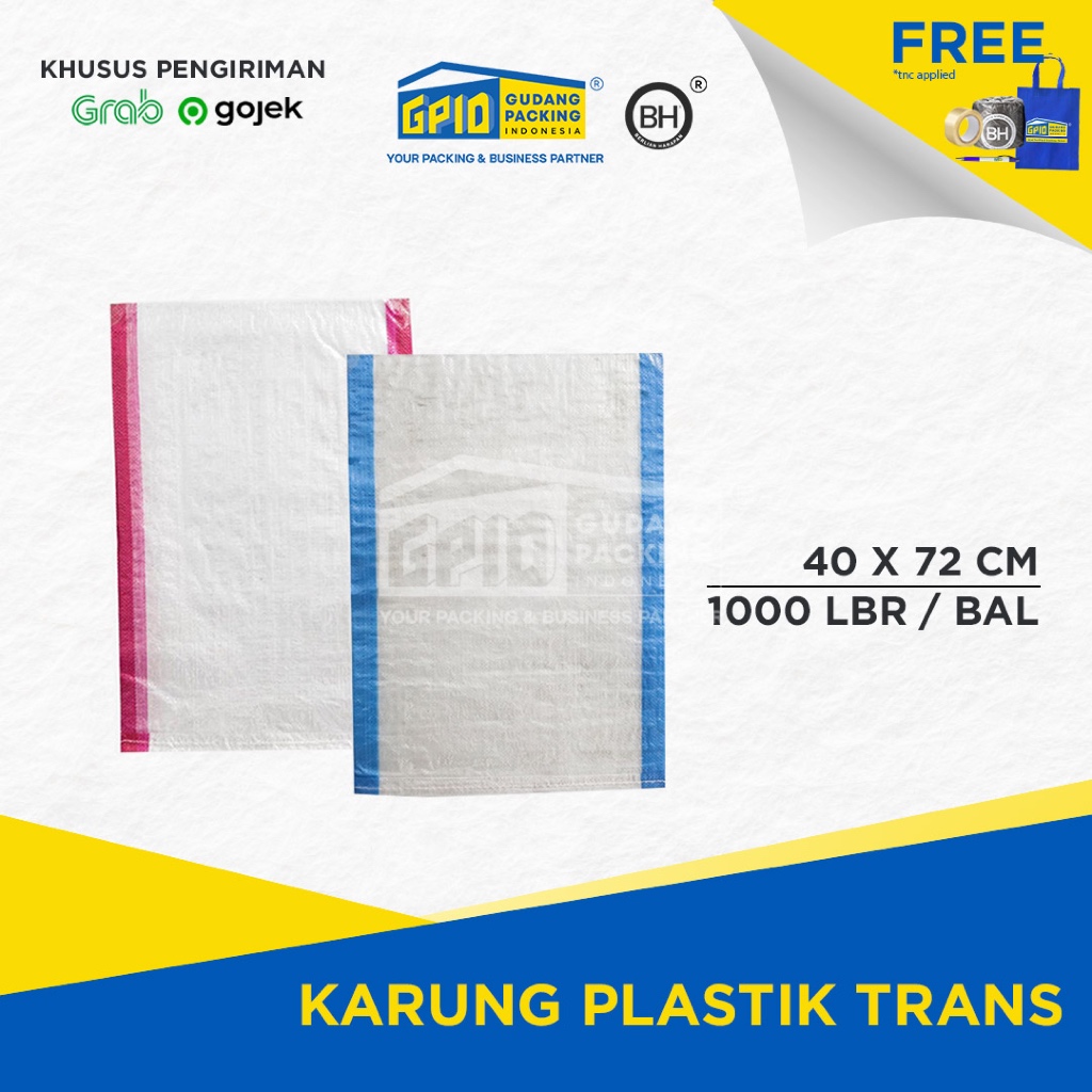 (GOSEND/GRAB) Karung Plastik Transparan ukuran Beras 20Kg 40x72