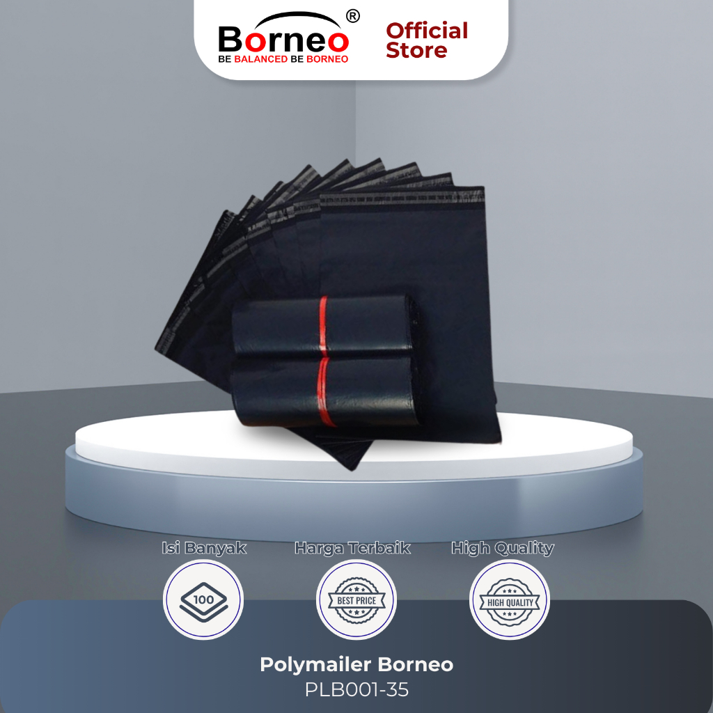 

Polymailer Borneo Economy Black/Plastik Polymailer lem pelekat olshop