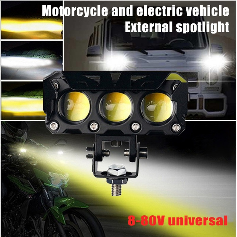 Kuning Putih Lampu Tembak Sorot LED Laser 3 Mata/Lampu Sorot Led/ LAMPU TEMBAK MOTOR MOBIL