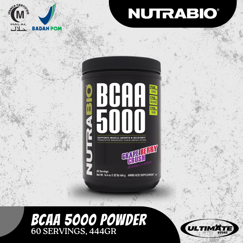 BCAA 5000 POWDER 60 SERVING NUTRABIO BCAA POWDER BCAA BUBUK  RECOVERY SUPLEMEN BCAA SUPPLEMENT BCAA 