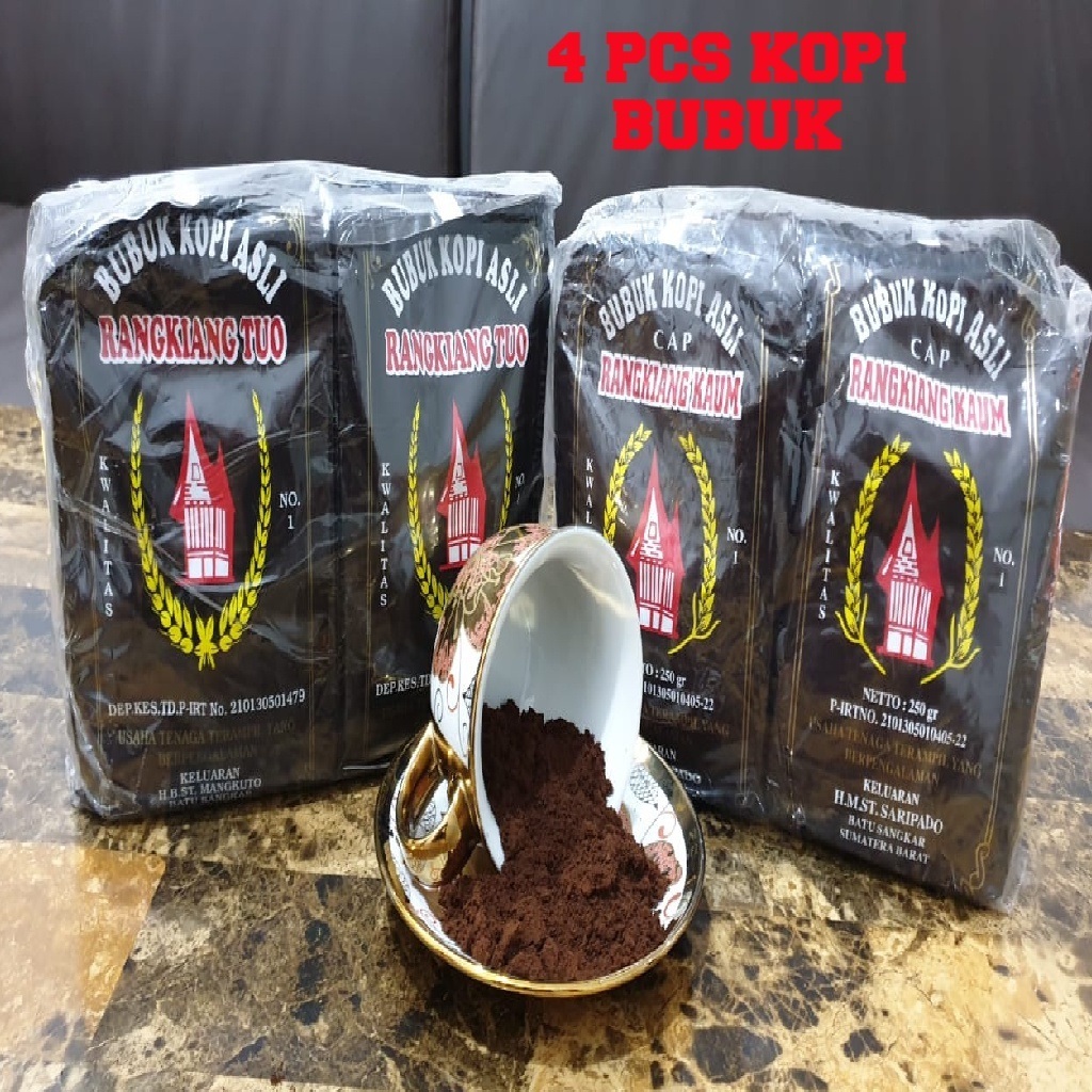

1 kg {4 pcs}- KOPI BUBUK RANGKIANG TUO ASLI SUMATERA BARAT//KOPI BUBUK RANGKIANG BATUSANGKAR//SALERO AWAK OLEH MINUMAN RANGKIANG BATUSANGKAR