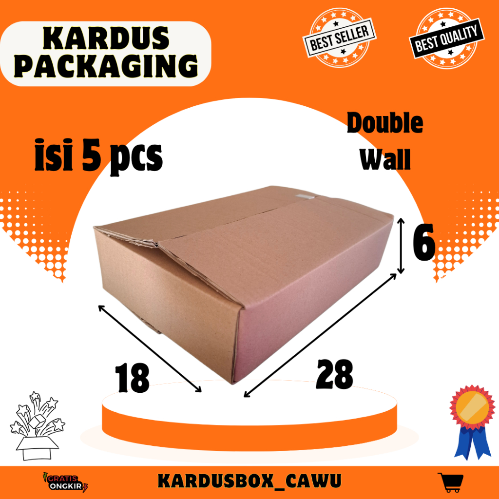 

(5pcs) Kardus ukuran 28 x 18 x 6 cm kardus pindahan, Hampers Gift, Kotak Kado, Karton Box