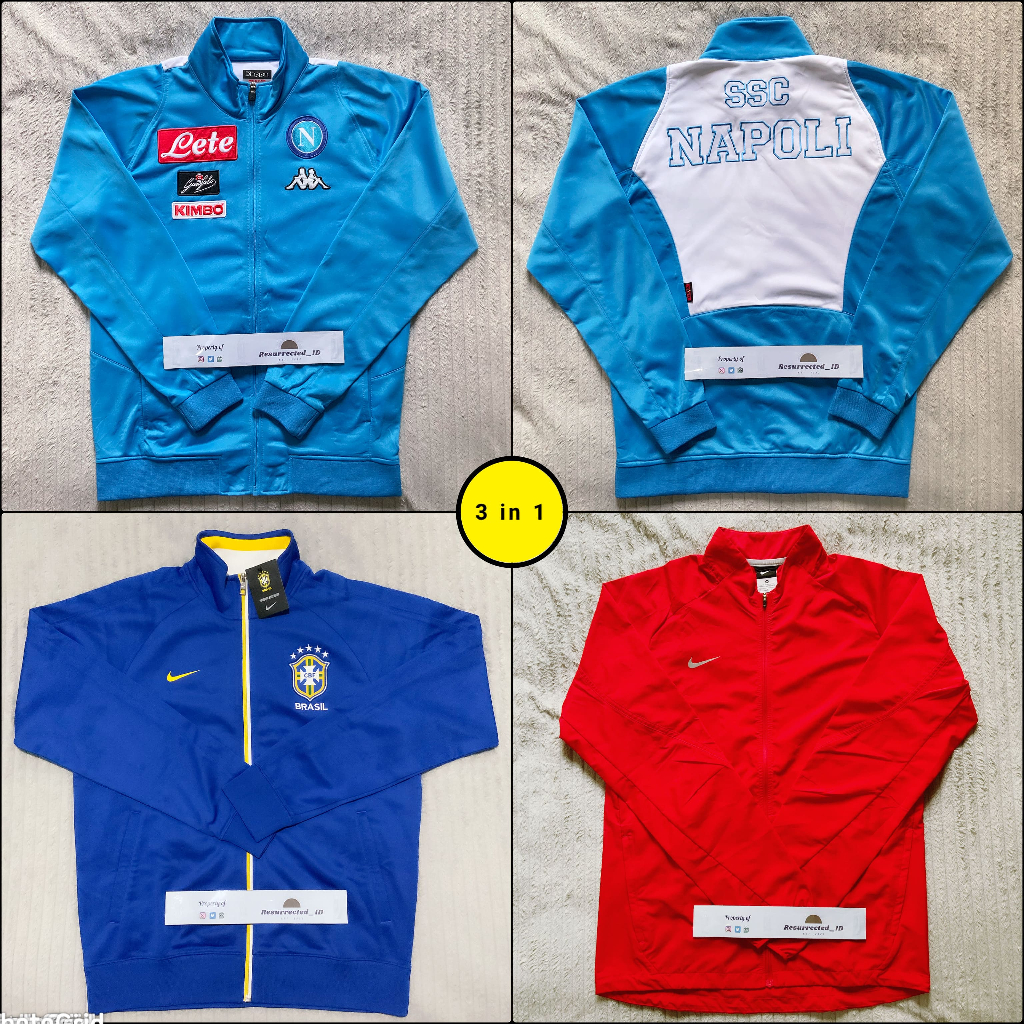 [PROMO BUNDLING] [HARGA PER PCS] 3 Jaket Bola Running Original Italia Kappa Napoli Brazil Nike Track