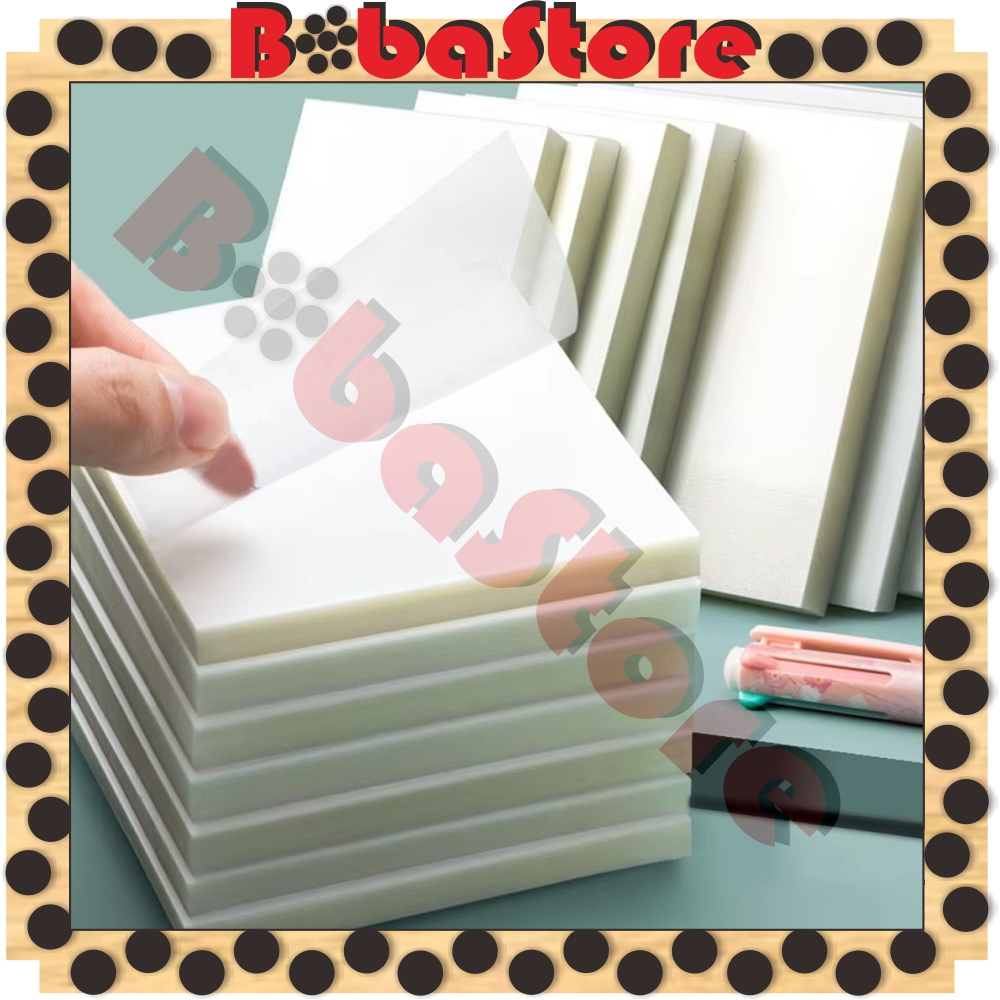 

⭐Bobastore⭐ 50pcs Sticky Note Transparan Tahan Air Kantor / Sekolah kantor/ Plastik Dapat Ditulis Permukaan Halus/memo bening tempel S145