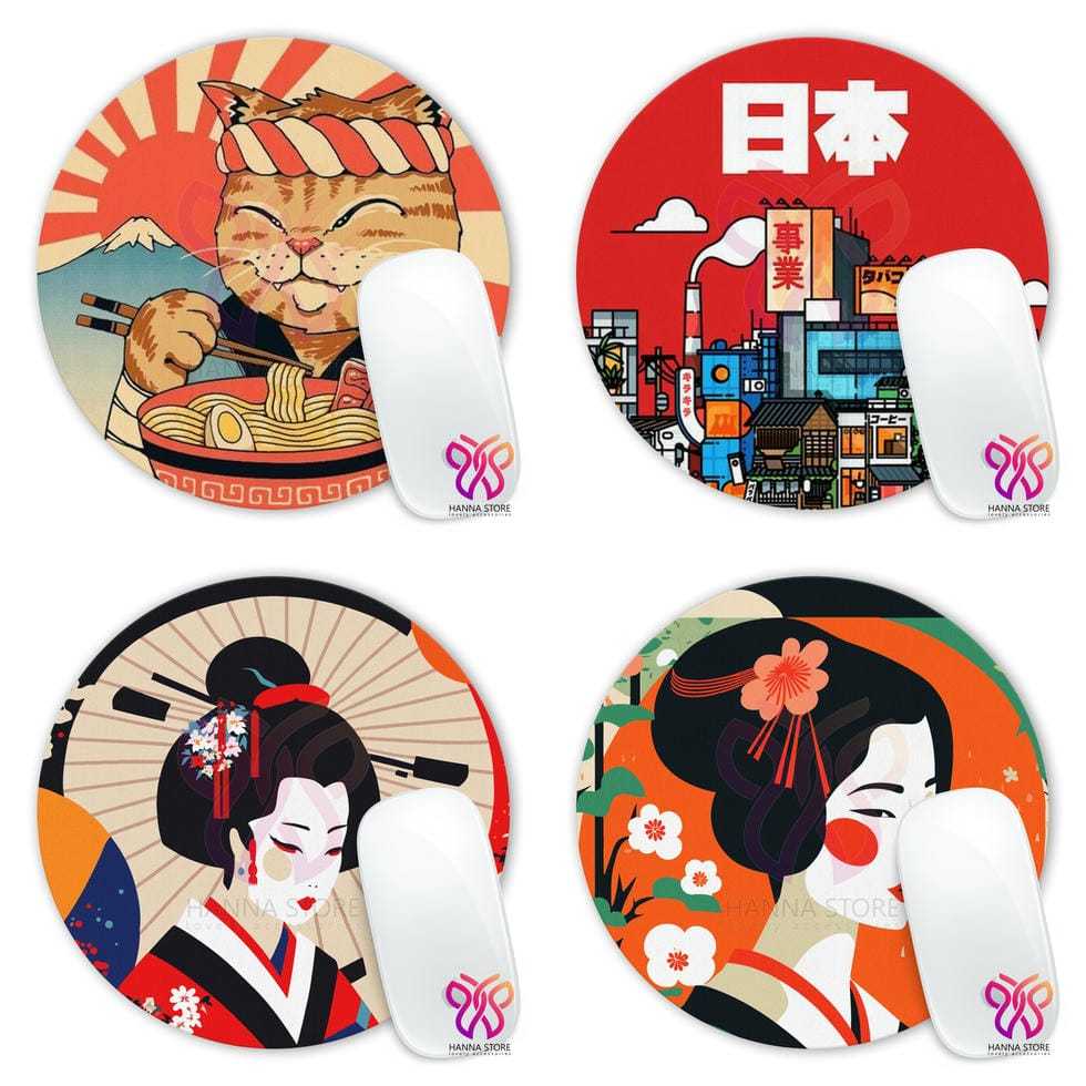 Mousepad Bulat Alas Laptop PC Souvenir Jepang Geisha Tokyo