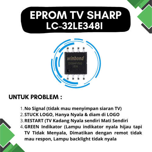 ic eprom memory TV LED SHARP LC-32LE348I // 32LE348i // LC-32LE3481