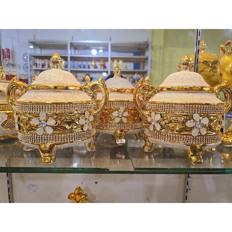 pajangan keramik gold hiasan mewah / pajangan keramik hias import / pajangan lemari kaca / keramik h