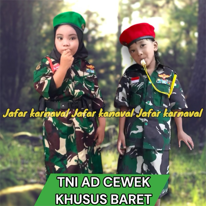Baju TNI AD doreng anak PUTRI khusus baret/ baju tentara TNI AD anak PUTRI khusus baret