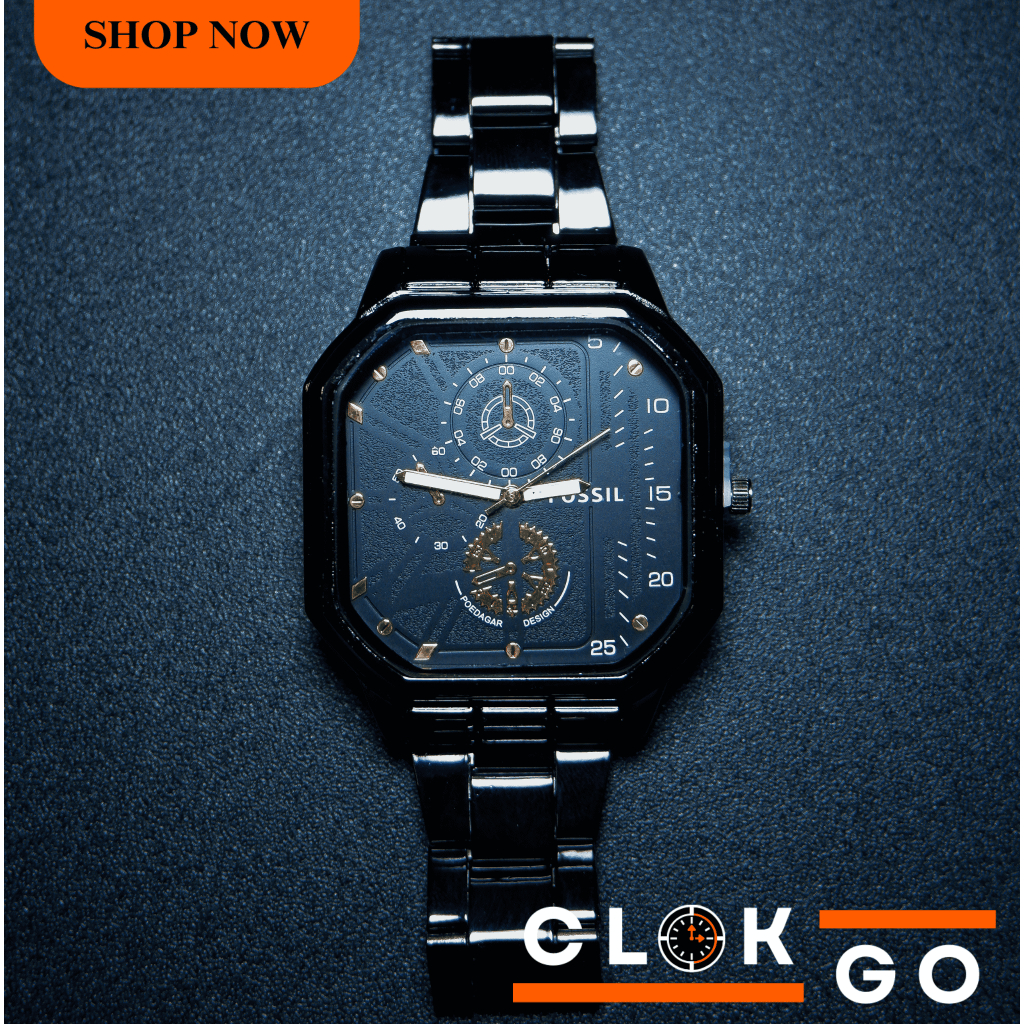 [COD] JAM TANGAN PRIA ANALOG KOTAK STAINLESS BLACK CLASSIC FREE KOTAK+BATTERY