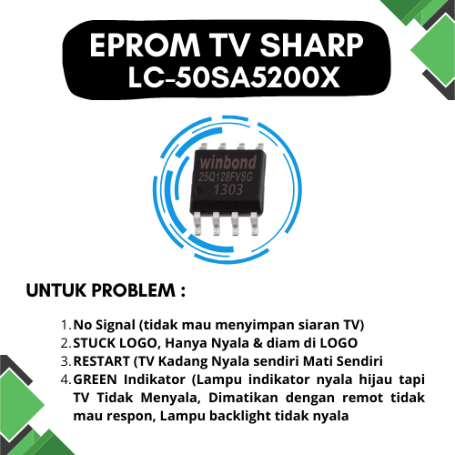 ic eprom memory TV LED SHARP LC-50SA5200X // 50SA5200X // LC50SA5200X