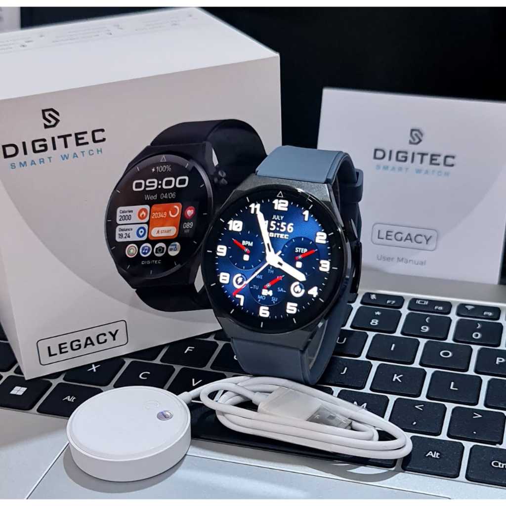 JAm tangan Pria Digitec Smartwatch LEGACY bulat tali rubber/silicon original
