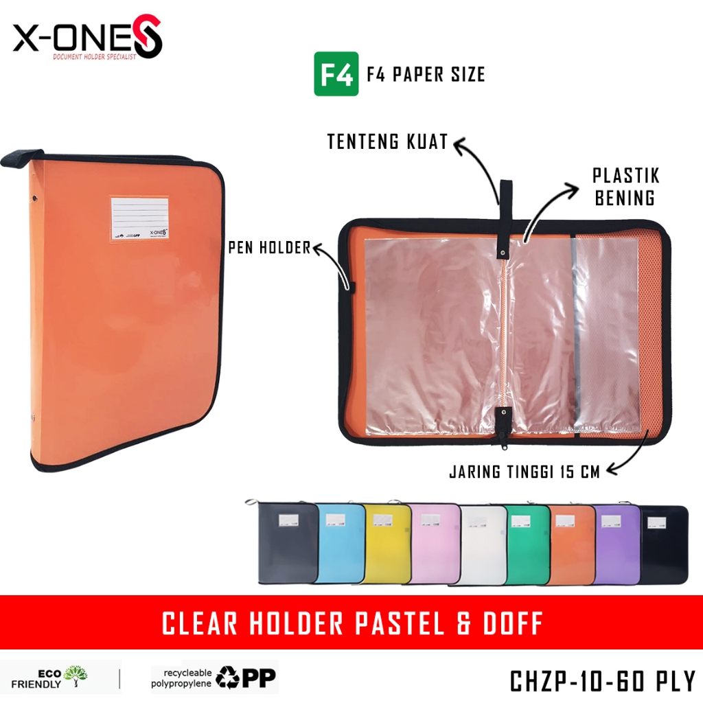 

X-ONE CLEAR HOLDER ZIPPER PASTEL 20PLY FOLIO F4 BENING DOCUMENT KEEPER RESLETING / CHZP-20 PLY