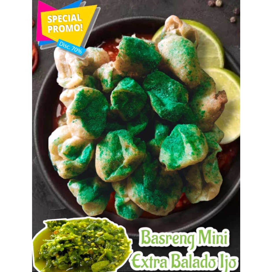 

Baso Goreng Basreng Basmut Lado Ijo Balado Pedas Daun Jeruk Termurah