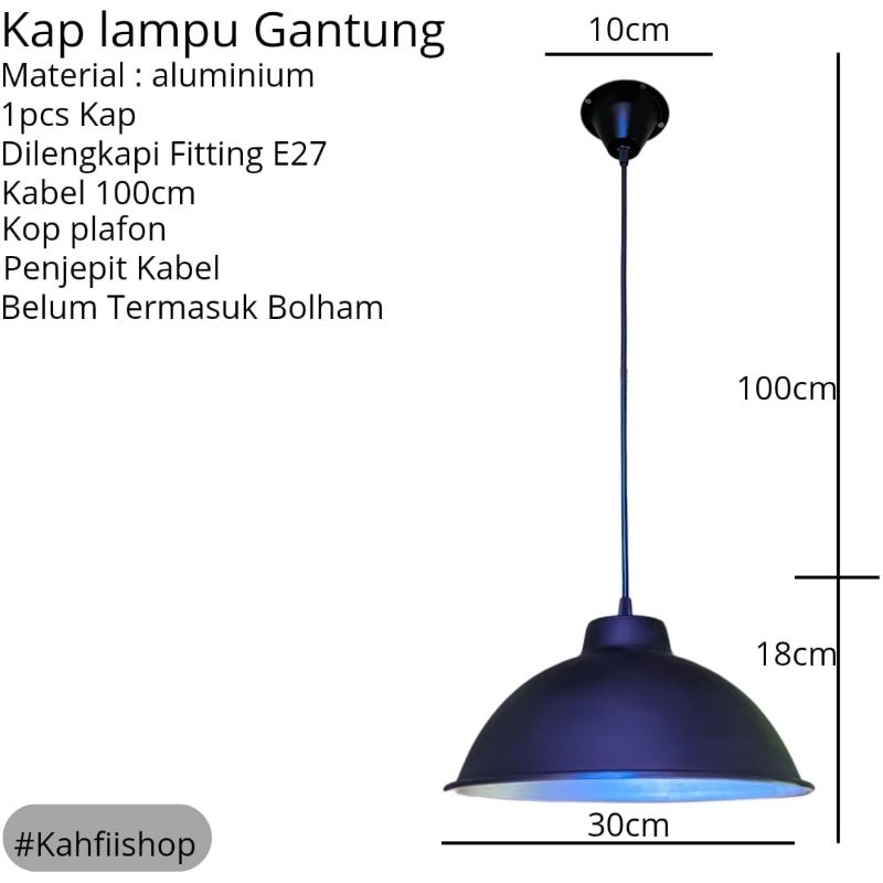 kap lampu gantung alumunium cafe resto kap industrial