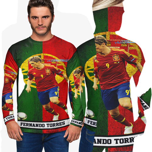 New Longsleeve T-SHIRT Fernando Torres Soccer Tshirt Fullprint Bahan Polyester Jersey | Size S M L X