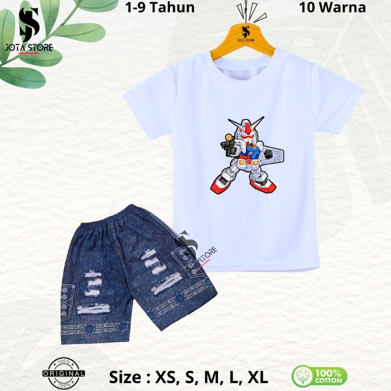 Setelan Kaos Anak Motif Robot Gundam/Baju Setelan Anak Unisex/stelan/Setelan anak 1-9 tahun