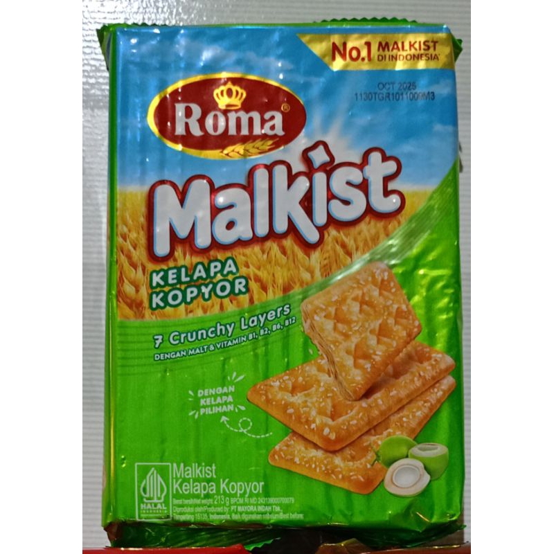 

(INSTANT & SAMEDAY) ROMA Malkist Kelapa Kopyor Crunchy Layers 213 Gram