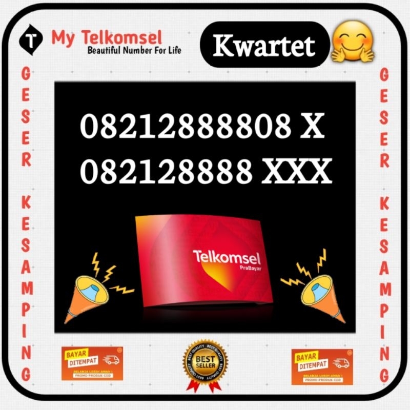 NOMOR CANTIK TELKOMSEL PANCA,5xSama Kwartet 4xSama JARINGAN 4