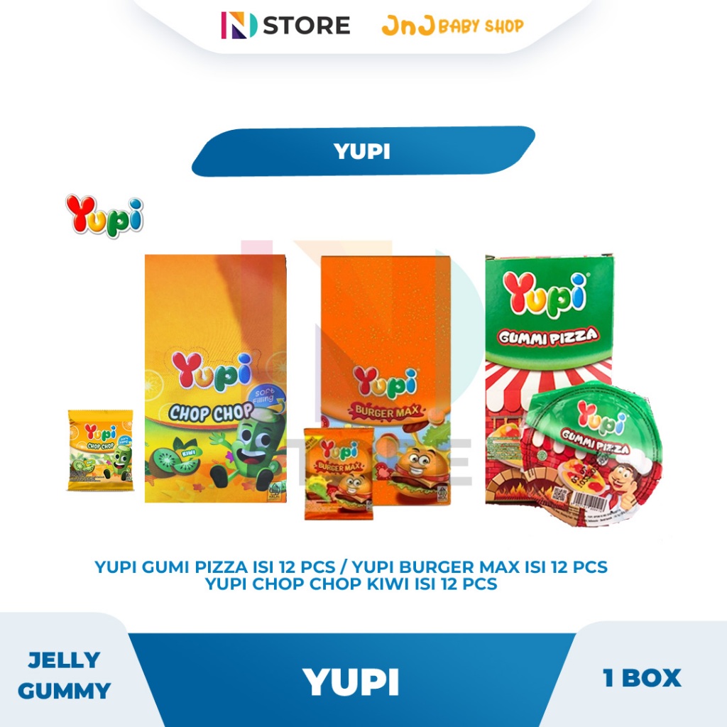 

Yupi Gummi Pizza/Burger Max/Chop Chop Kiwi 1 box isi 12pcs