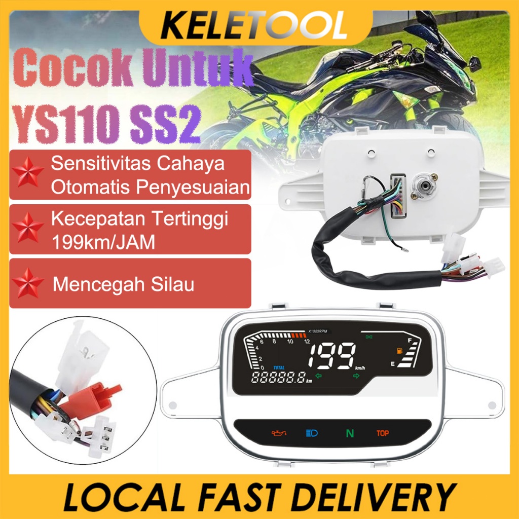199km/JAM Yamaha Pengukur Kecepatan Digital Speedometer Sepeda Motor Universal Speedometer Odometer