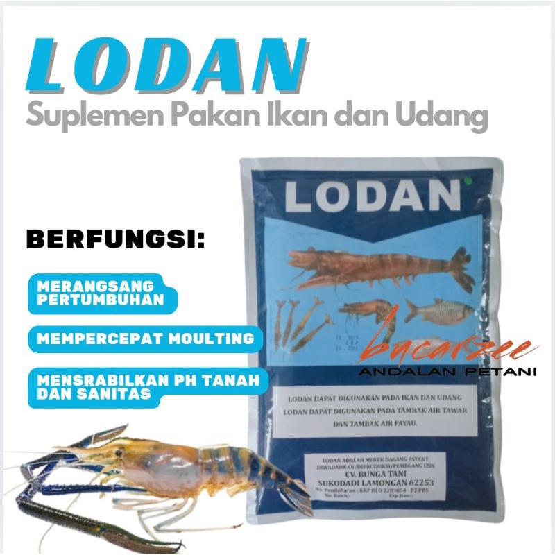 LODAN Suplemen Pakan Udang dan Ikan. Mempercepat Pertumbuhan dan Bobot Udang.