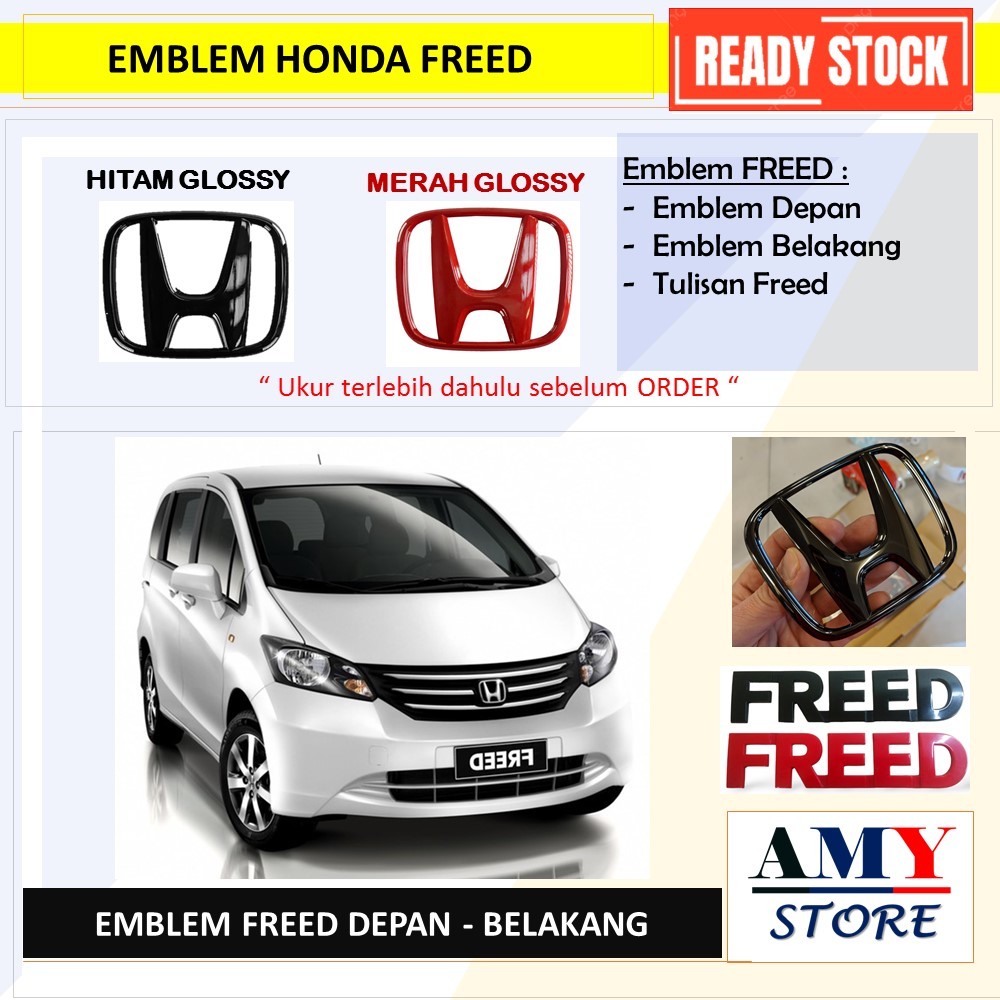 AMY177- Honda Freed, Emblem, Sticker, Logo Lambang Honda FREED Depan - Belakang (SET), TULISAN FREED