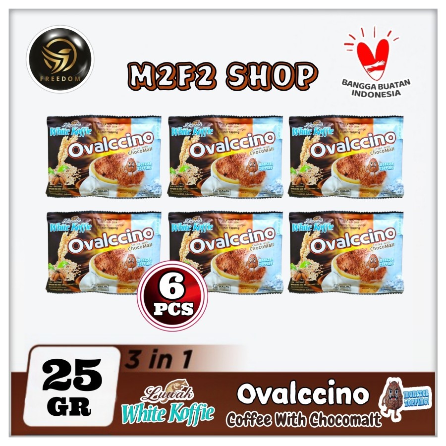 

Luwak White Koffie Ovalccino Coffee With ChocoMalt | Kopi 3in1 Dengan Cokelat Malt Sachet - 25 gr (Kemasan 6 Pcs)