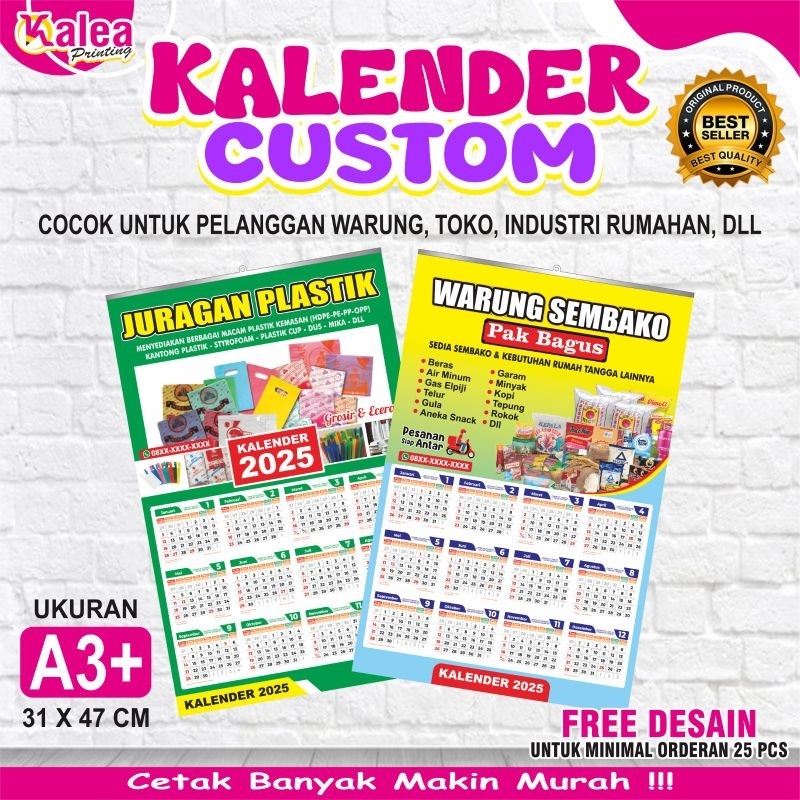 

Cetak Kalender Dinding Custom 2025 , Kalender Toko 2025, Kalender Warung 2025