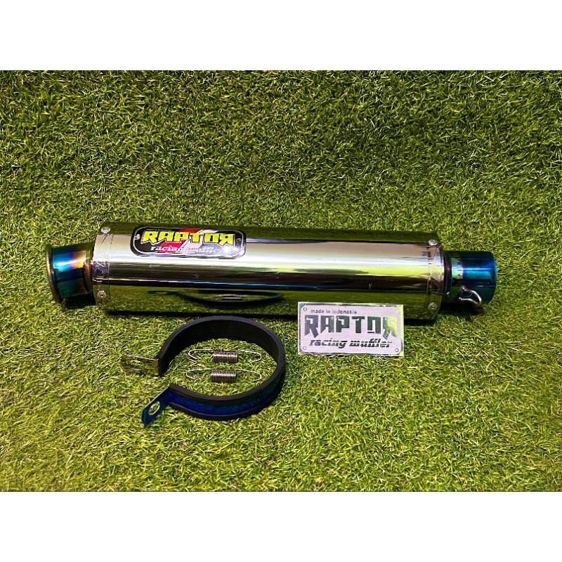 Silincer Knalpot Motor Racing Half Blue 32cm Ori Raptor Muffler