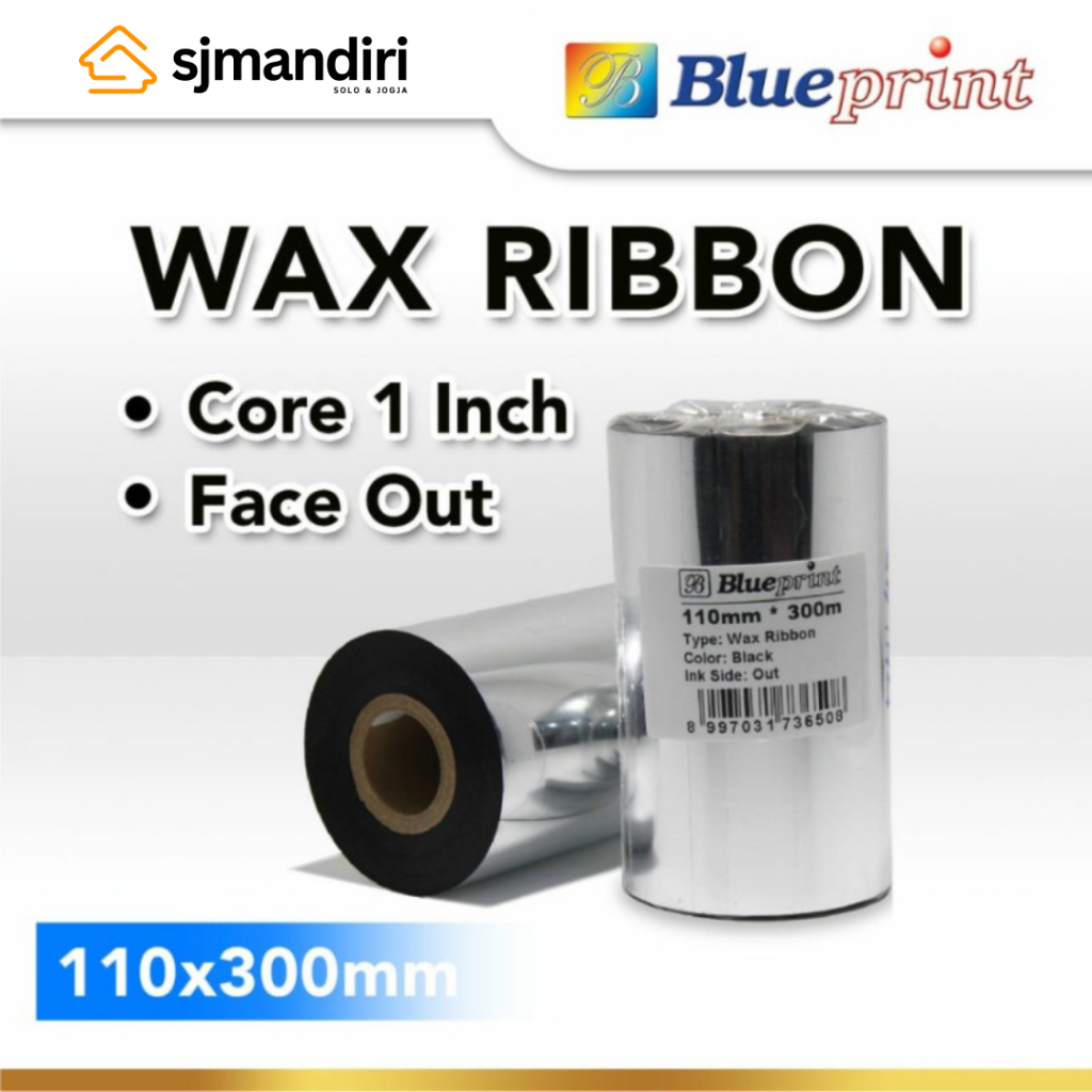 

Ribbon Wax Barcode Label 110mm x 300m BLUEPRINT Thermal Transfer Ribbon Barcode