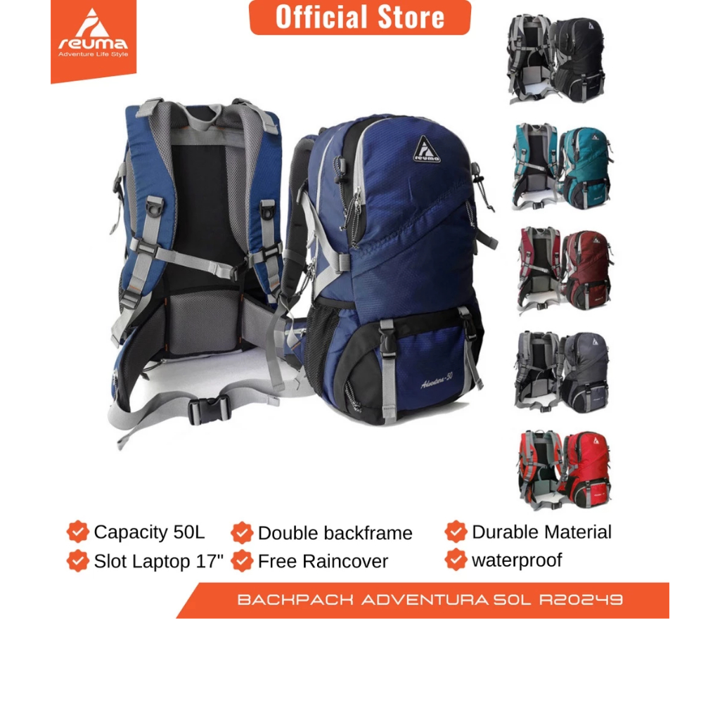 Reuma Tas Ransel Backpack 50 Liter / Tas gunung / Carrier / Tas Traveling(Adventura-50L R2049)