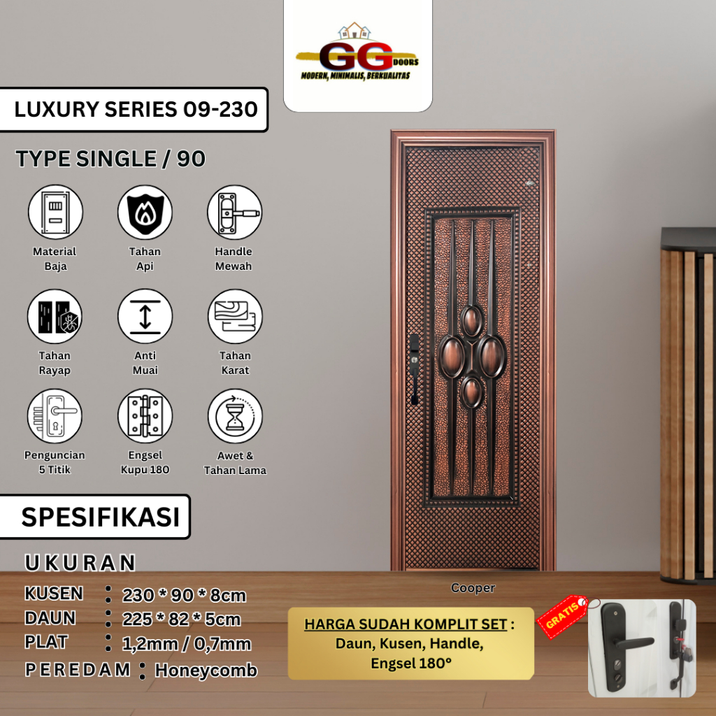 Pintu Baja Jatim GG-LUXURY Single 90x230cm