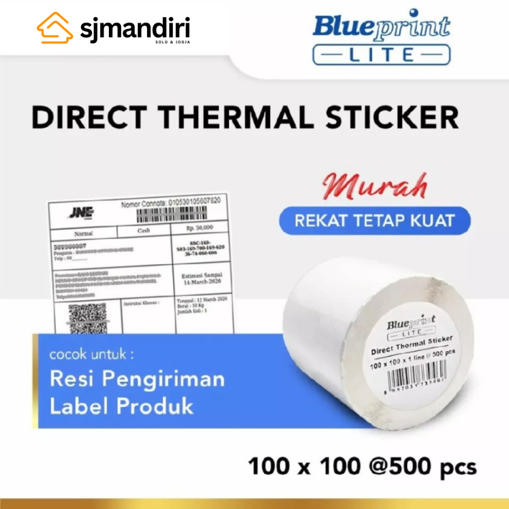 

Blueprint Lite Direct Thermal Sticker 100x100 isi 500pcs Label Resi