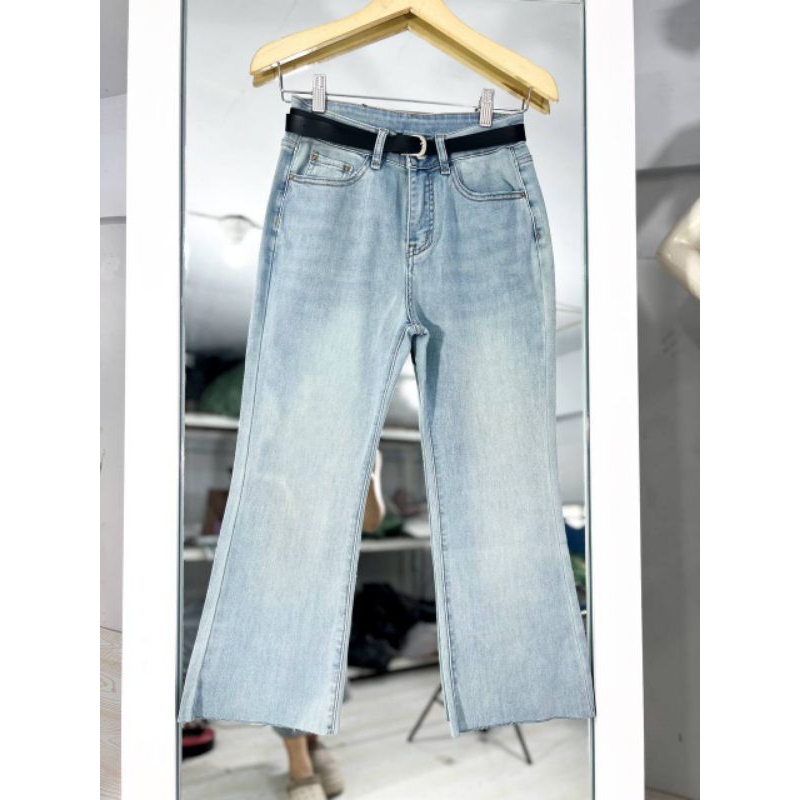 VELOUQUE cropped jeans 7/8 semi flare Highwaist stretch melar PG 18 ootd kekinian remaja dewasa kore