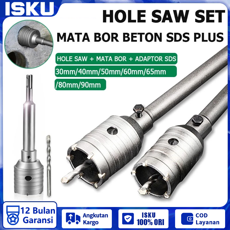 ISKU [SET]Mata Bor Hole Saw Pelubang Beton Tembok/Mata Bor Hole Saw Set/SDS Plus Mata Bor Bobok Temb
