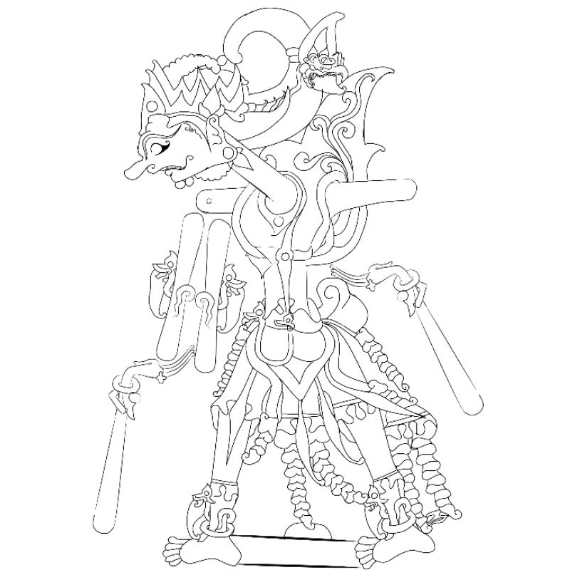 blak wayang Gatotkaca standar 55 cm gratis kertas karbon