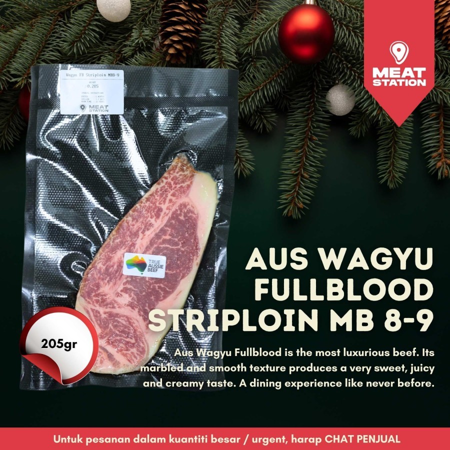 

AUS Wagyu Fullblood Striploin MB 8-9 205g / Beef Steak / Beef Import