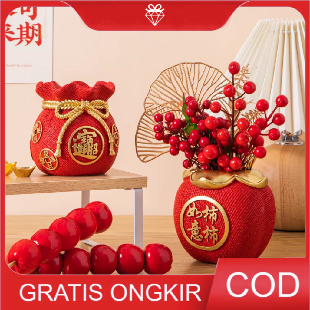 Promo Vas Bunga Imlek Pot Hokki Bunga - Pajangan Cny P237
