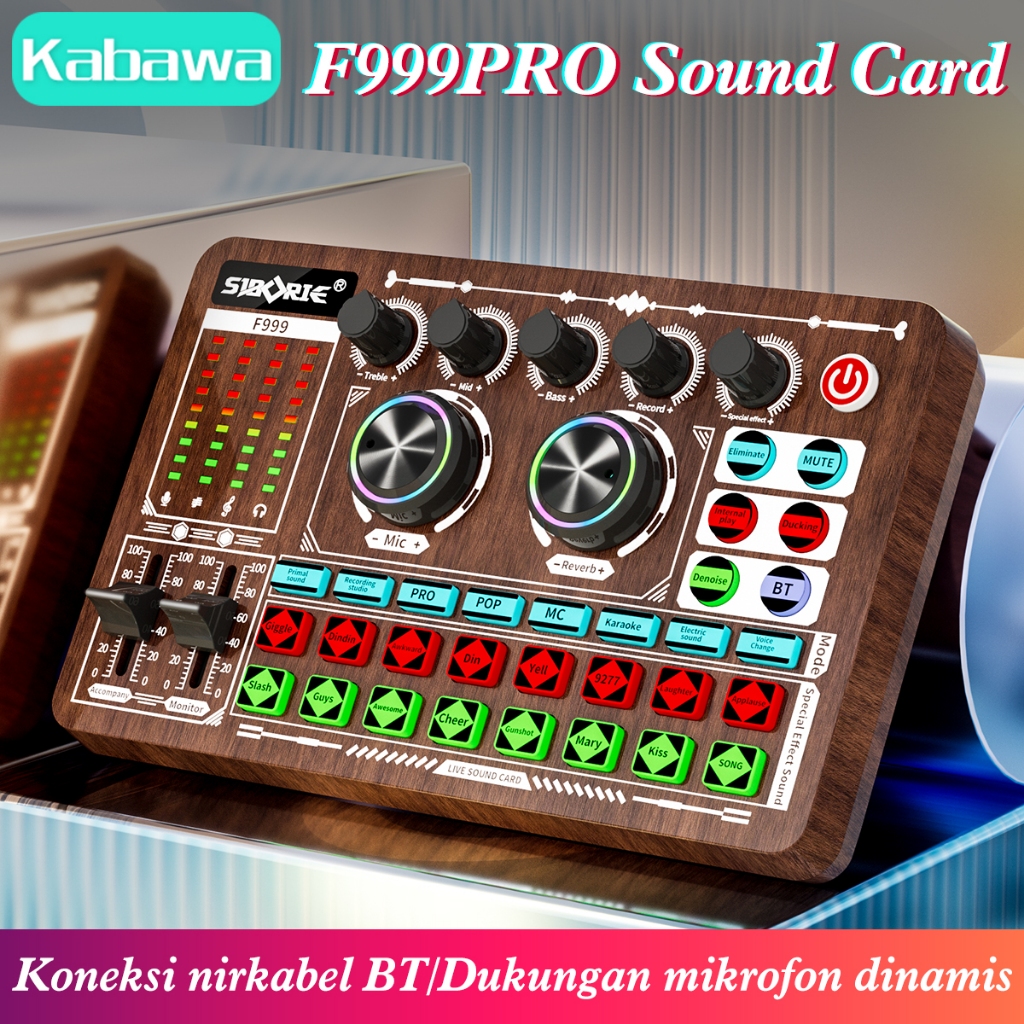 Kabawa F999PRO soundcard Original Paket Lengkap for live Streaming Media