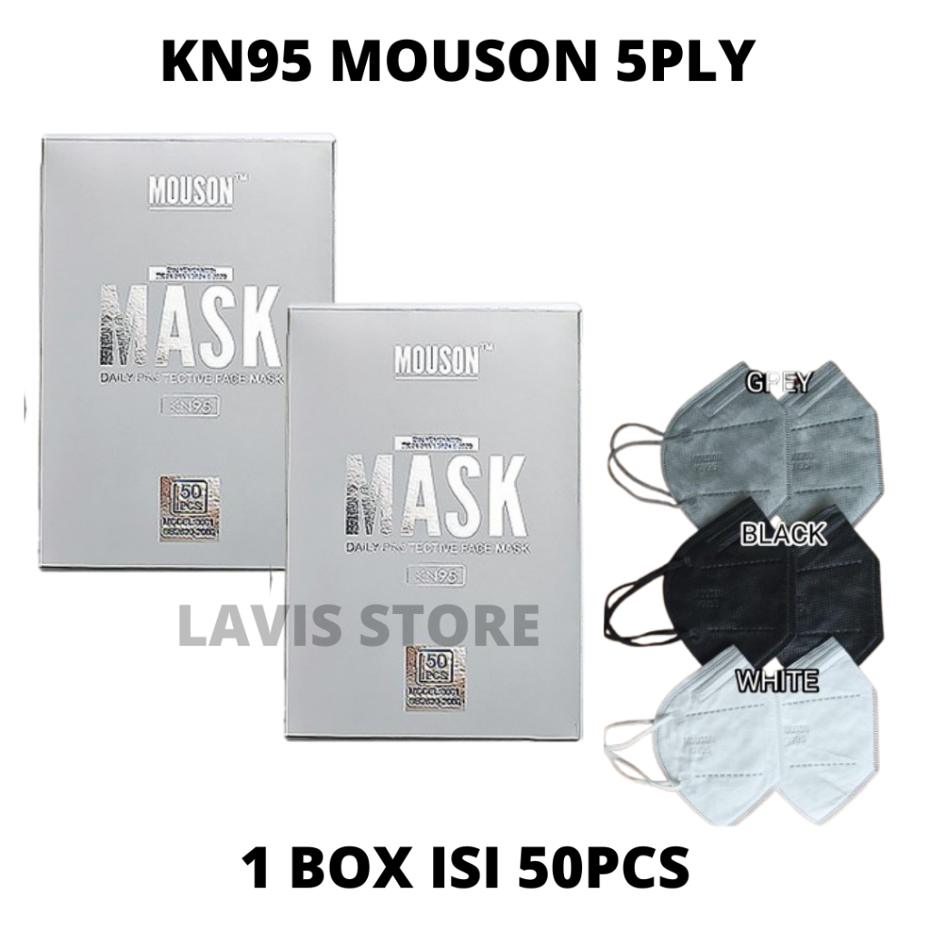MASKER KN95 HITAM / KN95 BLACK ORIGINAL Isi 50 pcs