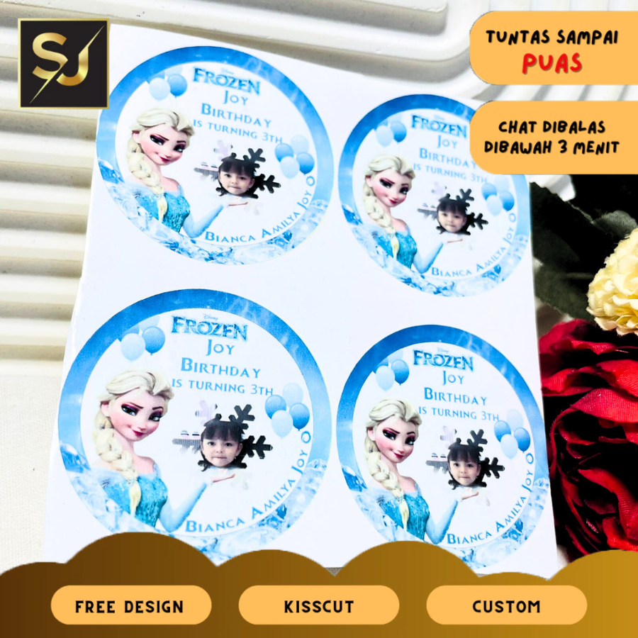 

9-15 Sticker Ulang Tahun Anak Vinyl Anti Air Stiker Label Undangan Happy Birthday Uk.Besar Sangjaya