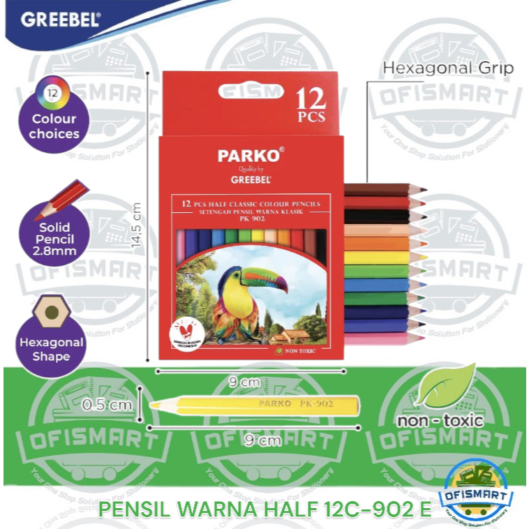 

Parko Greebel Pensil 12 Warna Half 12C 902-E | @1Set=12 Color