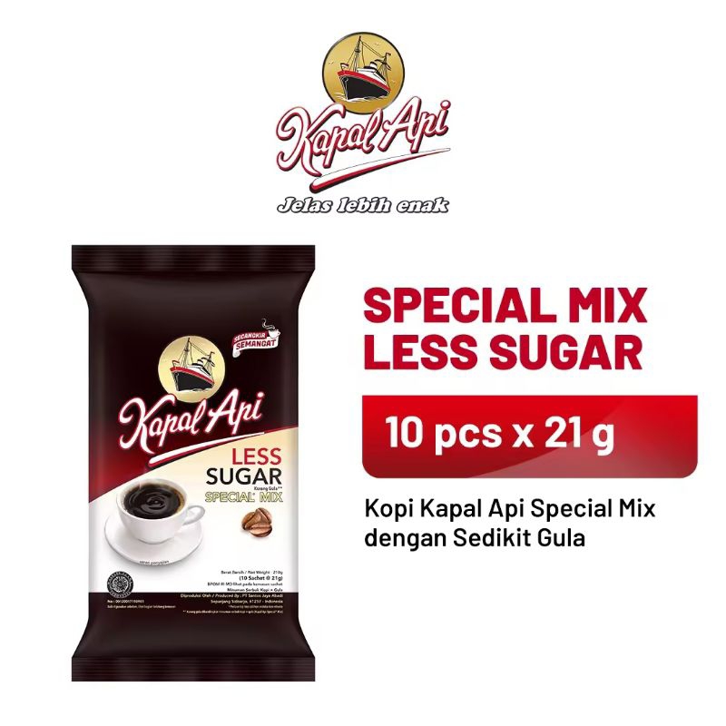 

KAPAL API Special Mix less sugar1 Pack isi 10 sachet (10 x21gr)