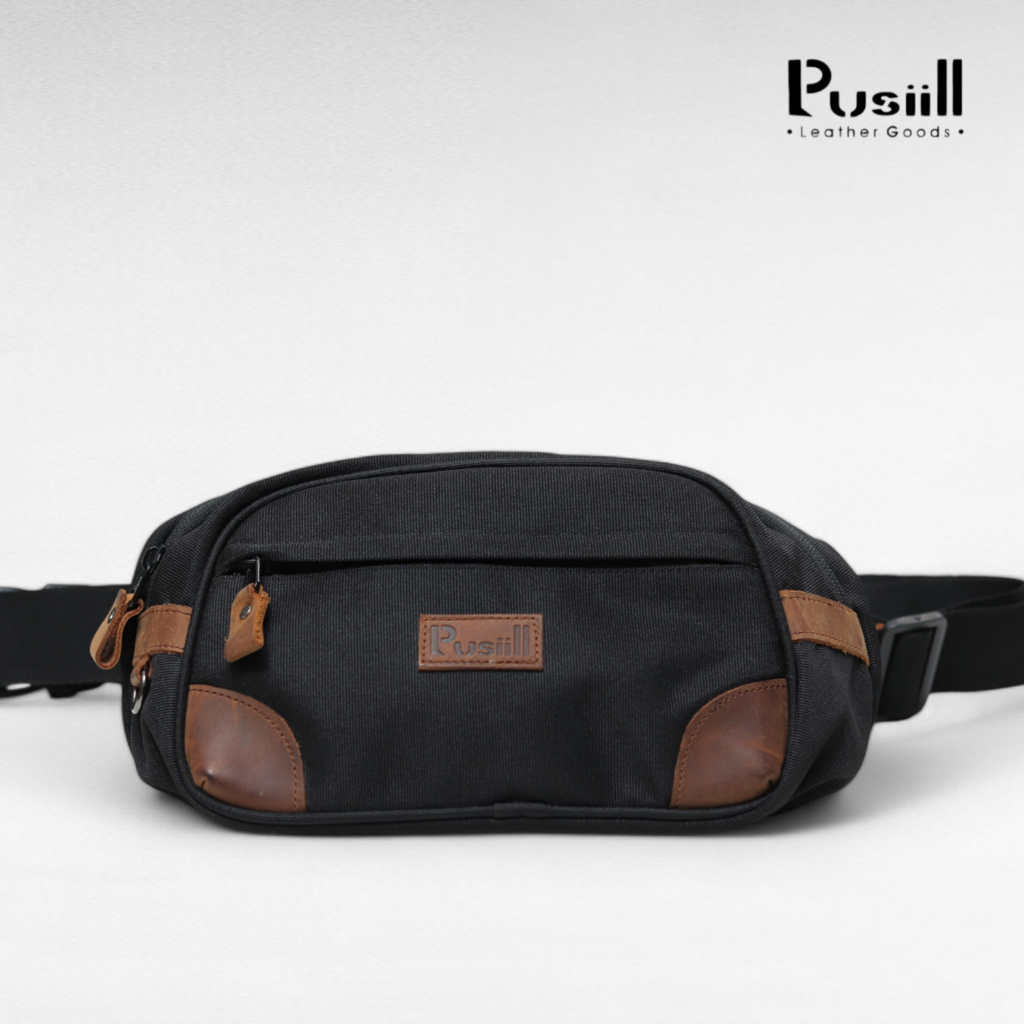 Waistbag Pusiill/Bahan Cordura fabric Kombinasi Kulit Asli/Tas Selempang Pria&Wanita O5.0
