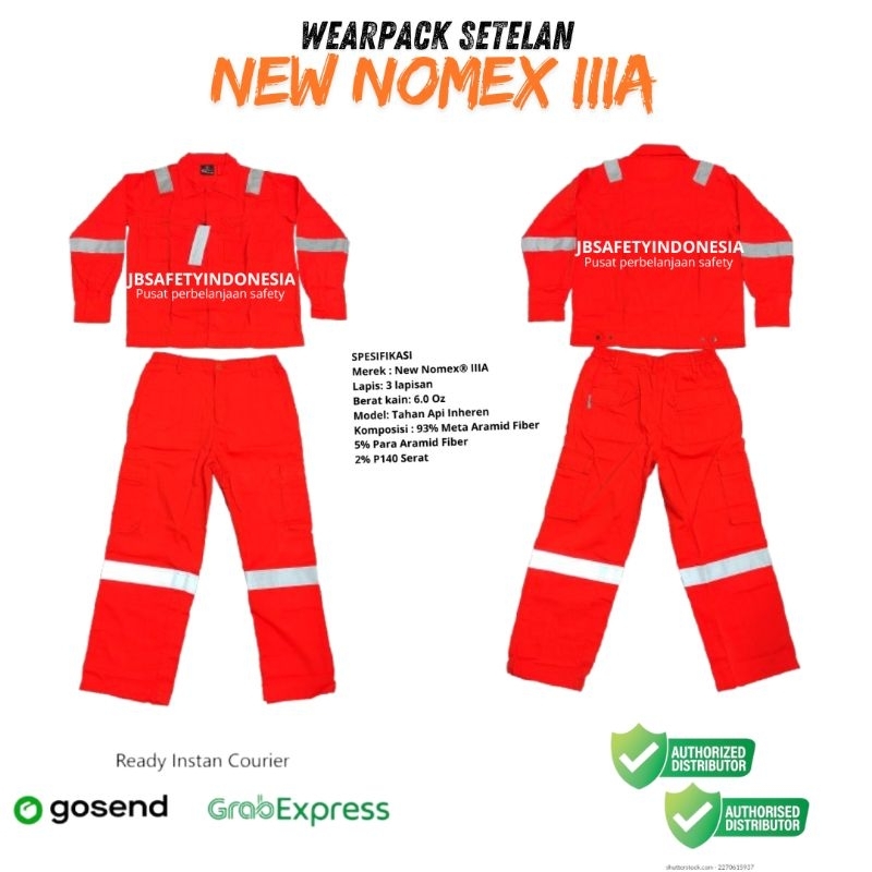 Coverall nomex - Wearpack Setelan Baju Celana Nomex IIIA Warna Orange